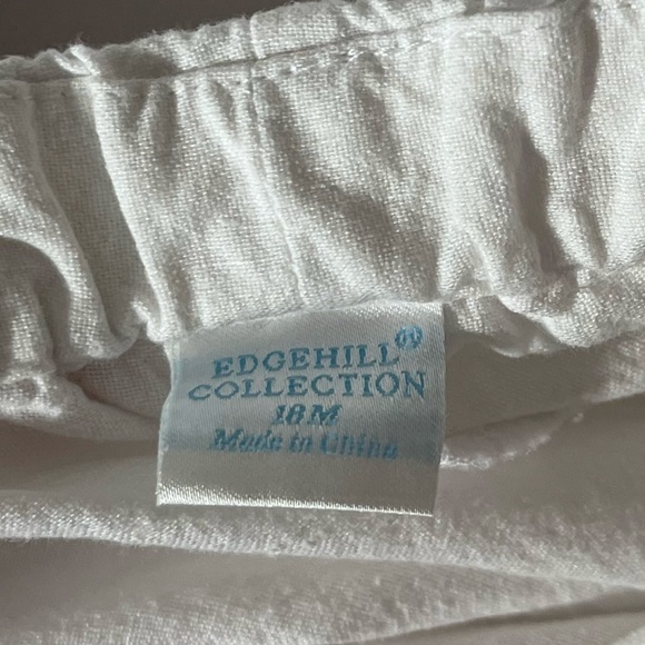 Edgehill Collection White Linen Shortall Overalls Size 18 Month Adjustable Strap - Picture 11 of 16